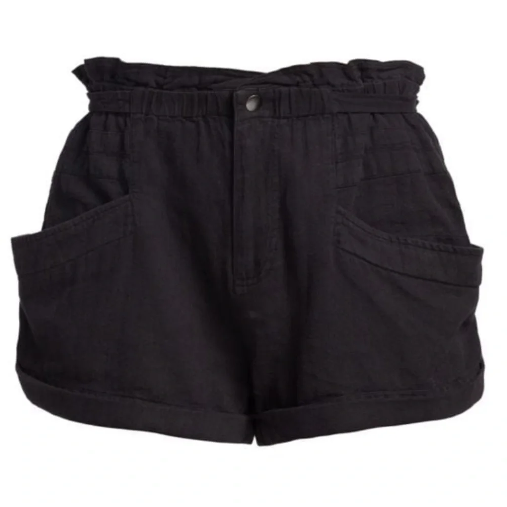 FREE PEOPLE BLACK LINEN-COTTON BLEND SHORTS NWT
